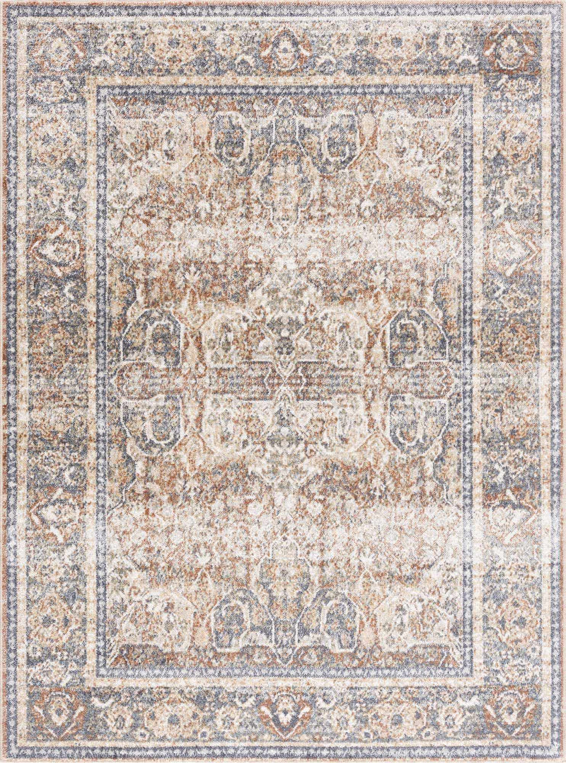 Arias Beige Blue Washable Area Rug by Hauteloom