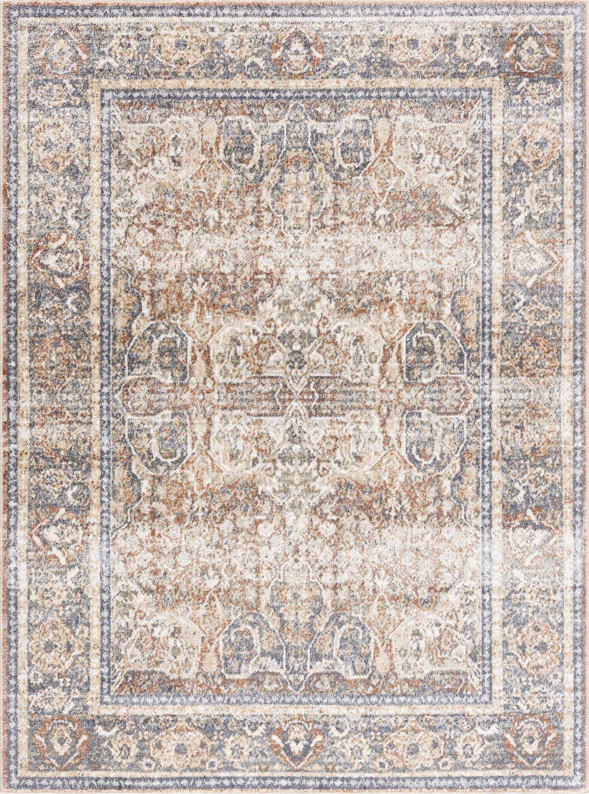 Arias Beige Blue Washable Area Rug, photo 3 of 15