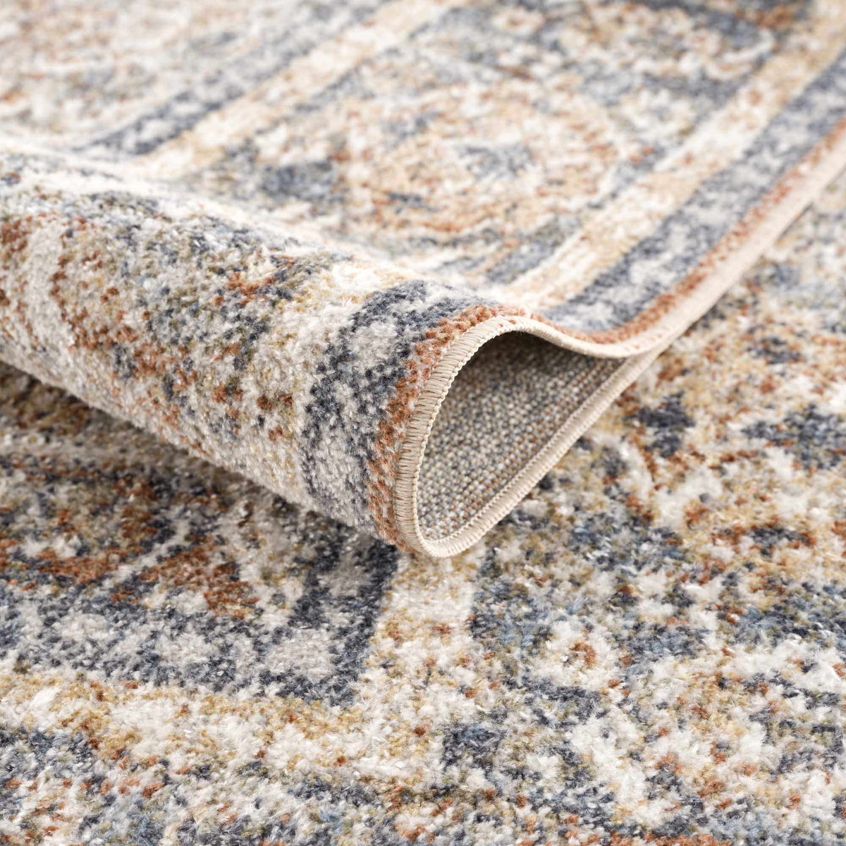 Arias Beige Blue Washable Area Rug, photo 6 of 15