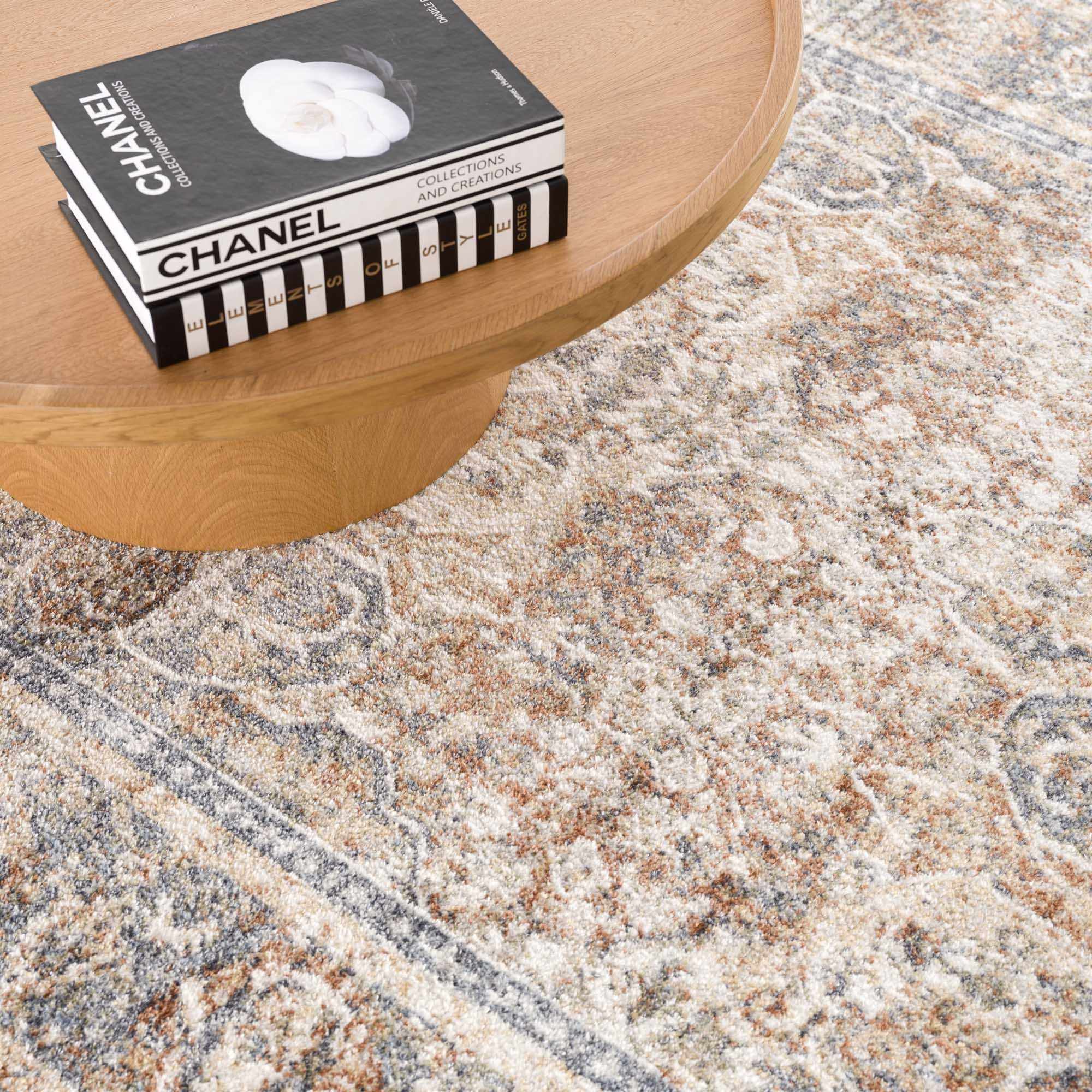 Arias Beige Blue Washable Area Rug by Hauteloom