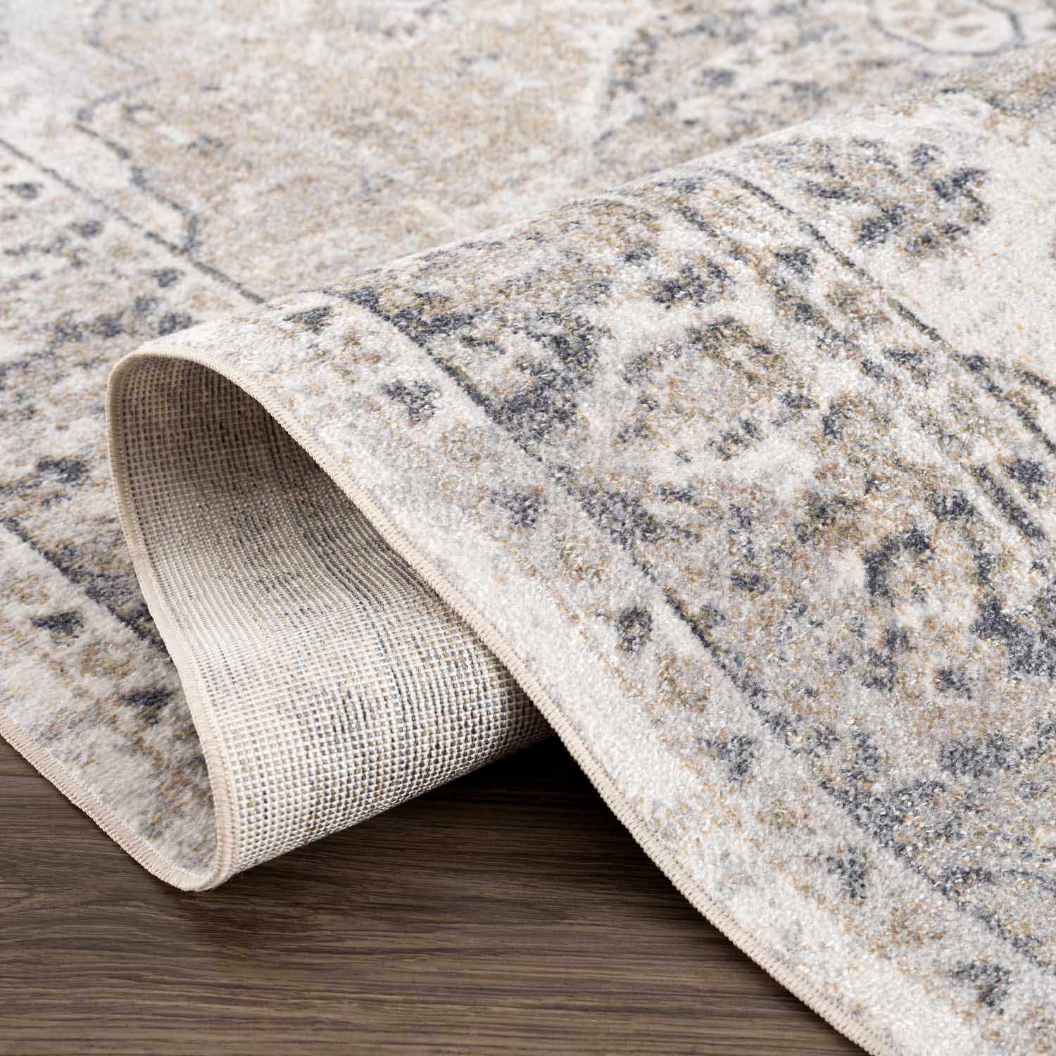 Rudo Beige Washable Area Rug by Hauteloom