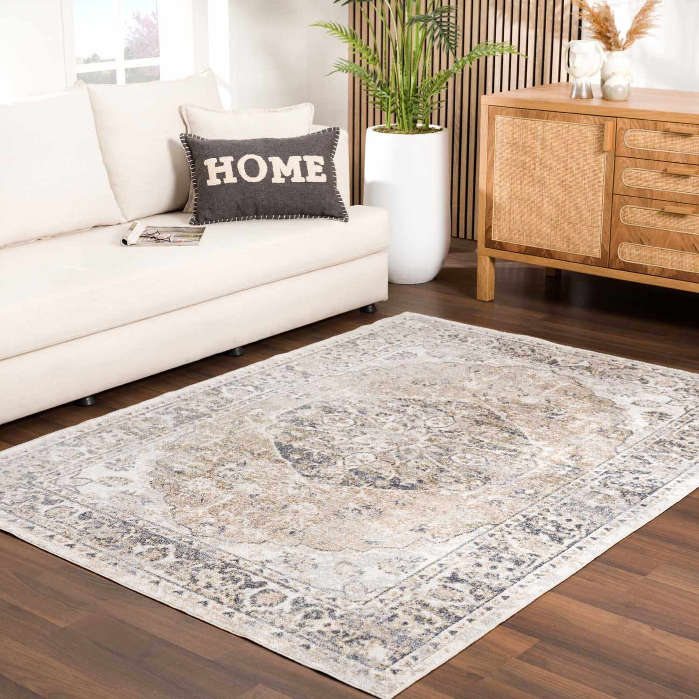 Rudo Beige Flat Pile Washable Rug by Boutique Rugs