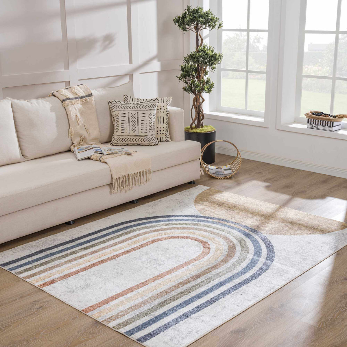 Giza Washable Area Rug, installed in a room