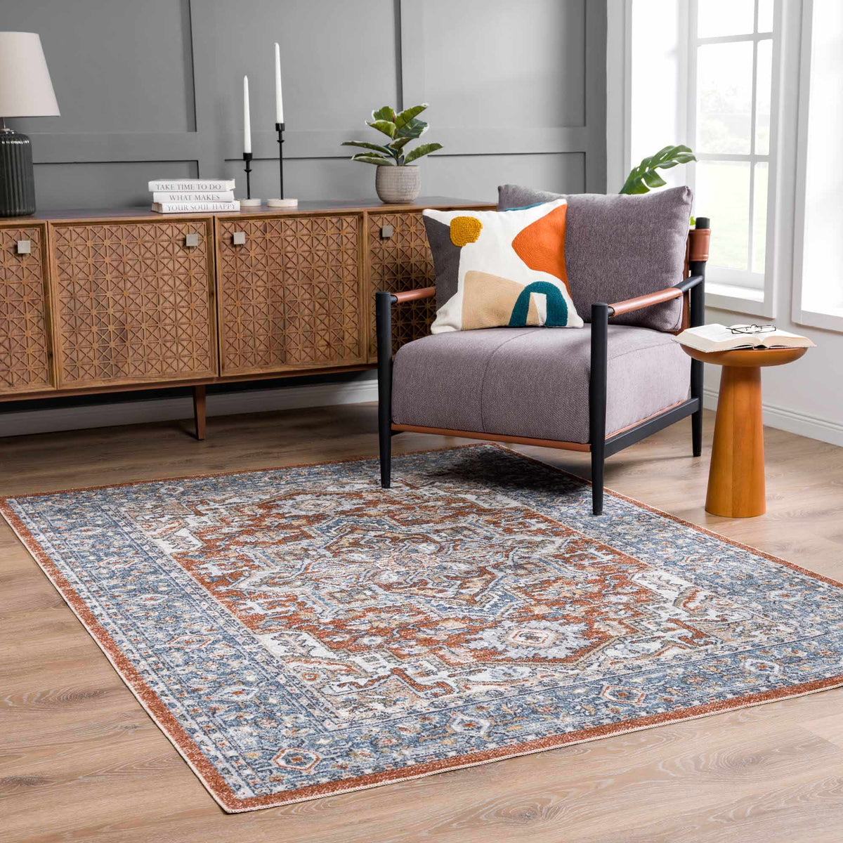 Ember Washable Area Rug - Clearance, installed in a room