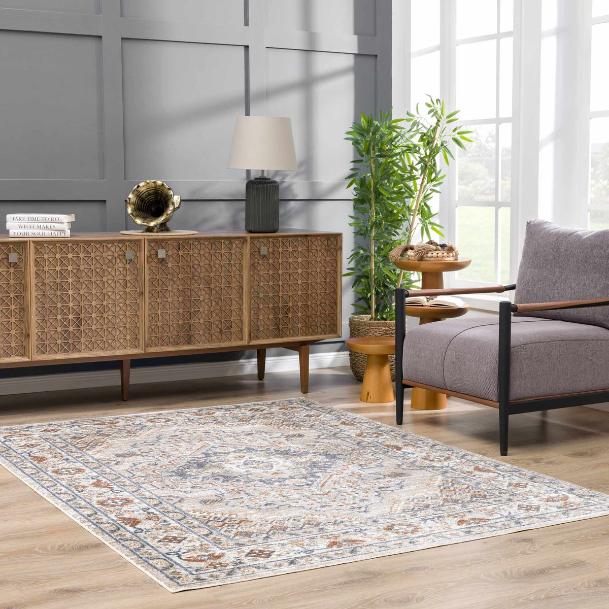 Erez Flat Pile Washable Rug, installed in a room 5