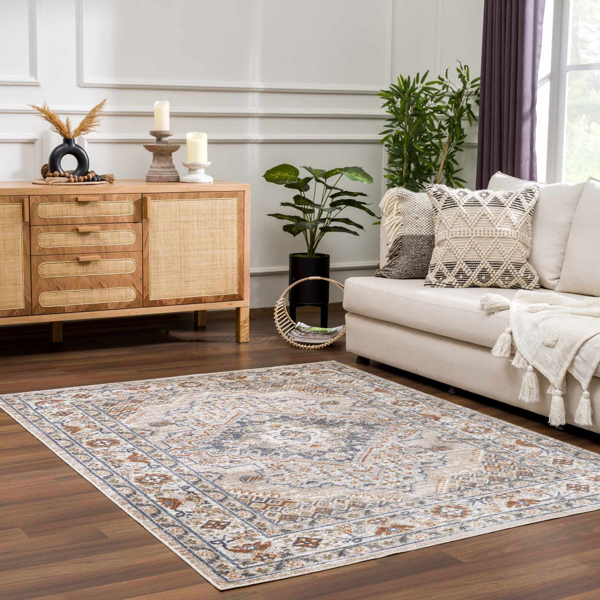 Erez Flat Pile Washable Rug, installed in a room 2
