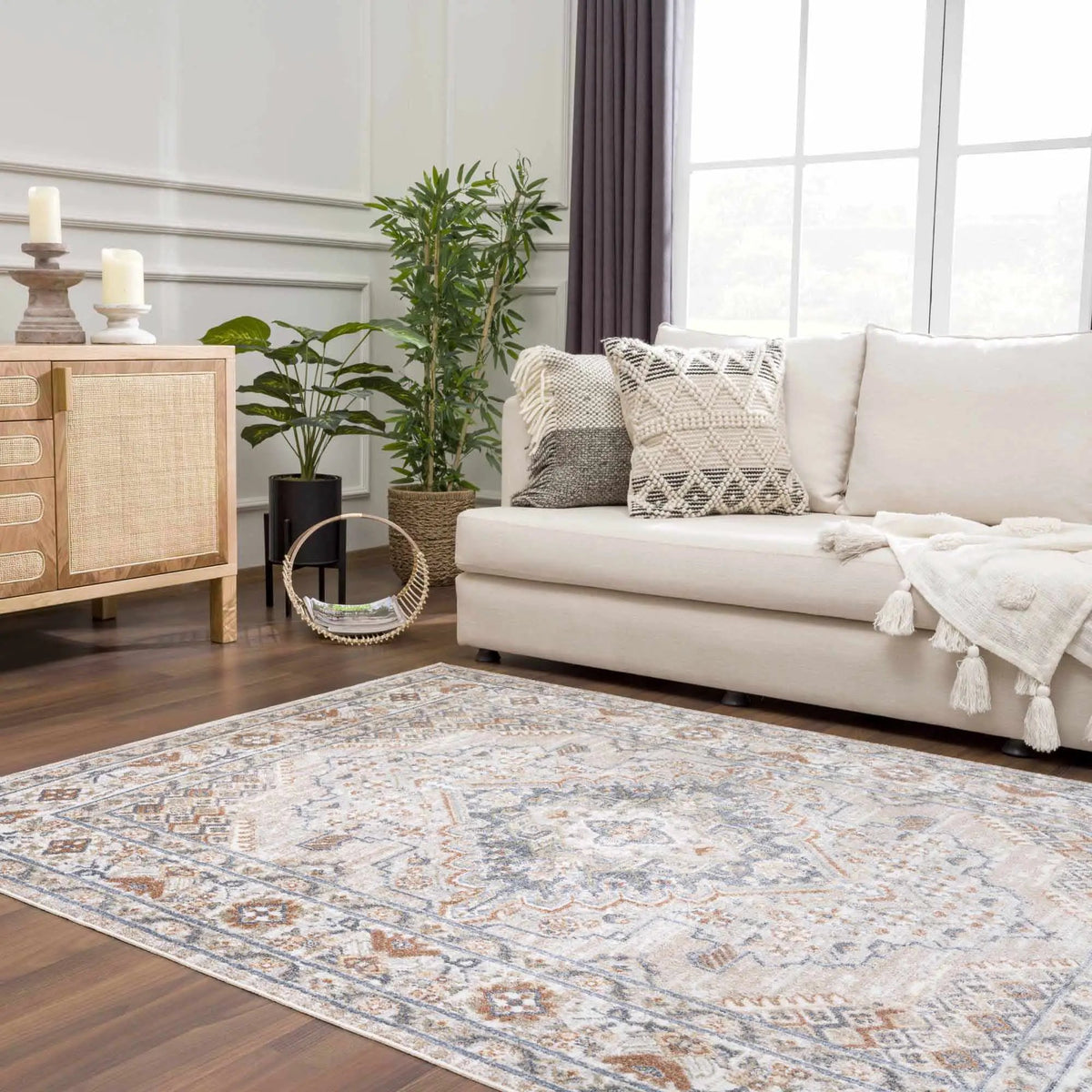 Erez Flat Pile Washable Rug, installed in a room