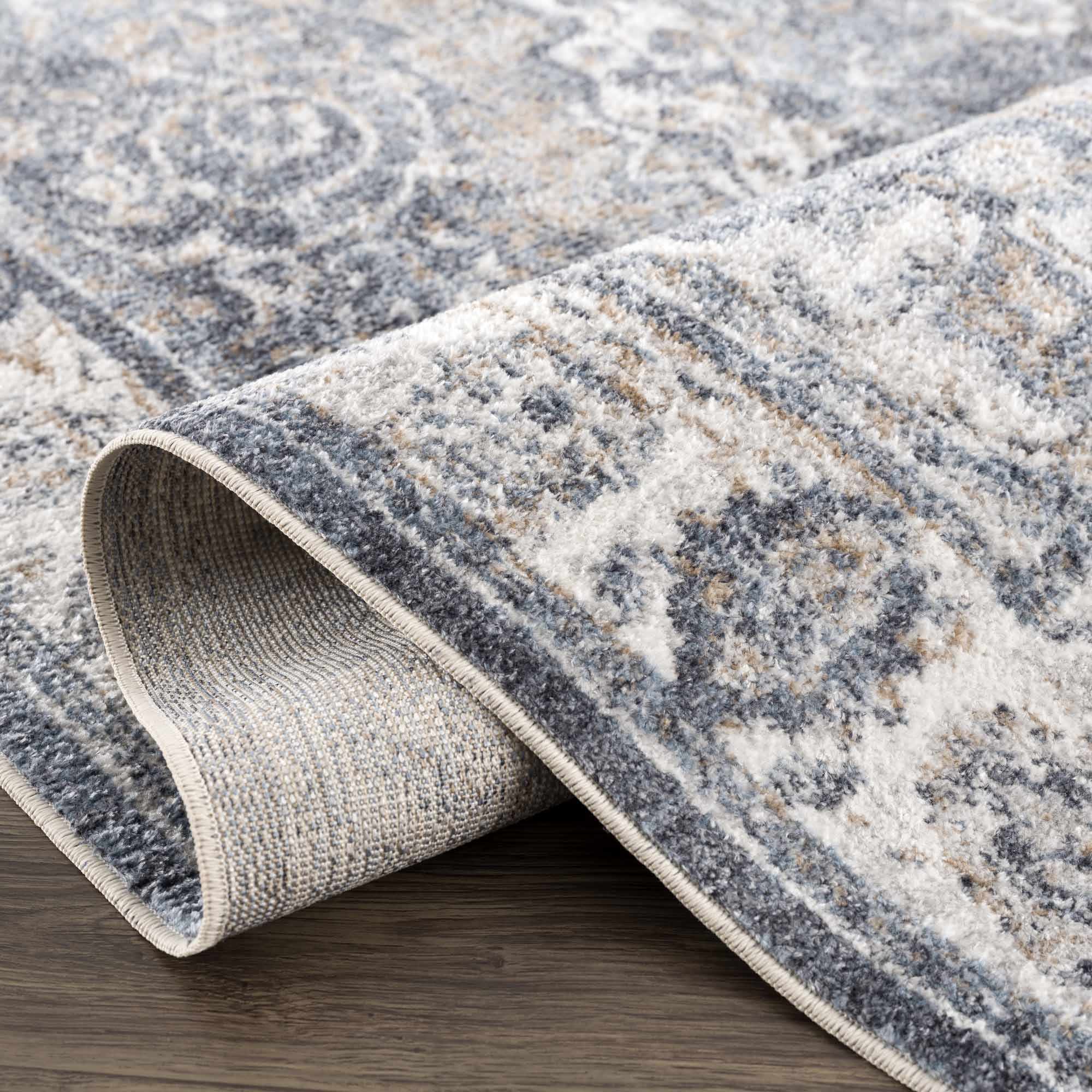 Aurum Blue Washable Area Rug by Boutique Rugs