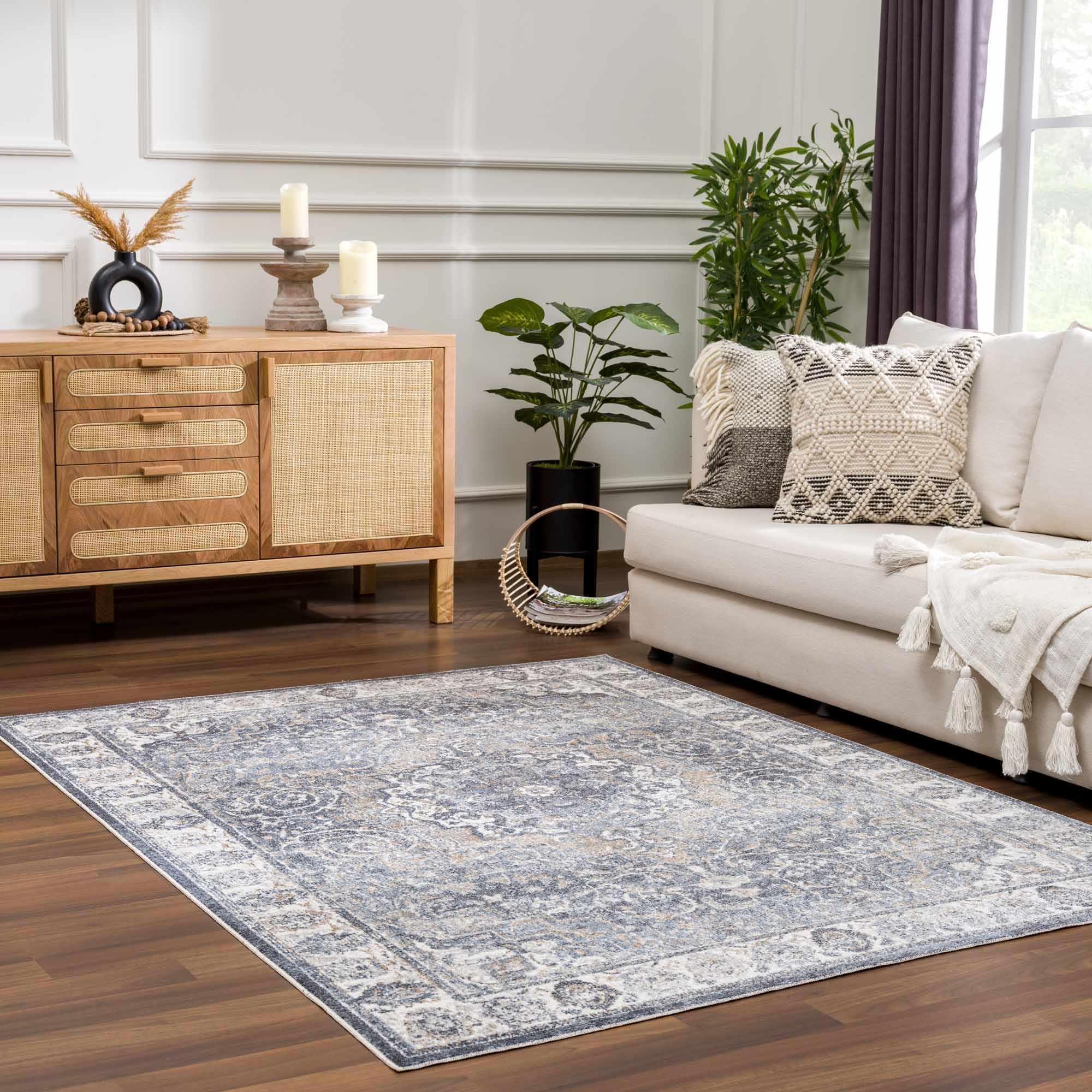 Aurum Blue Washable Area Rug by Boutique Rugs