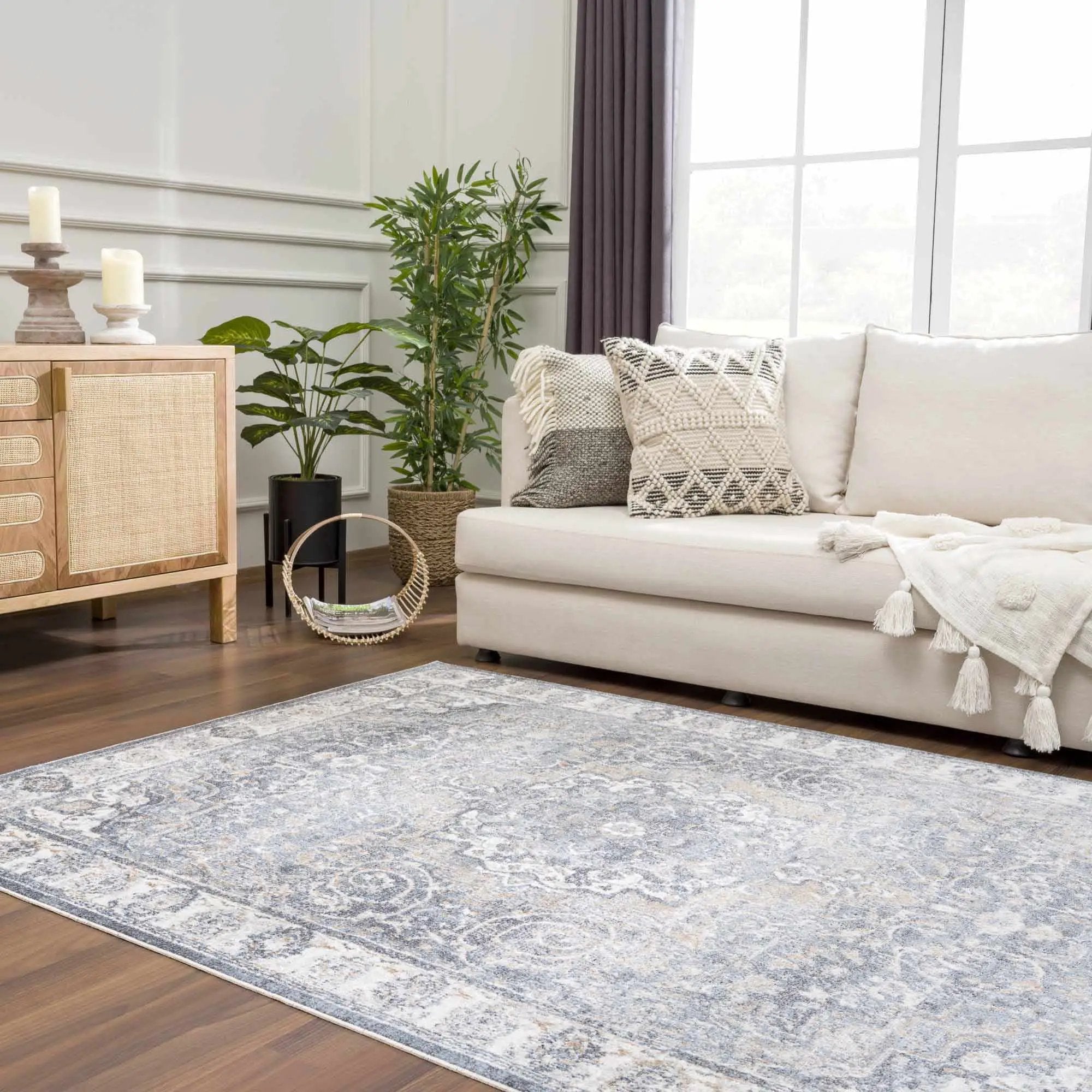 Aurum Blue Washable Area Rug by Hauteloom