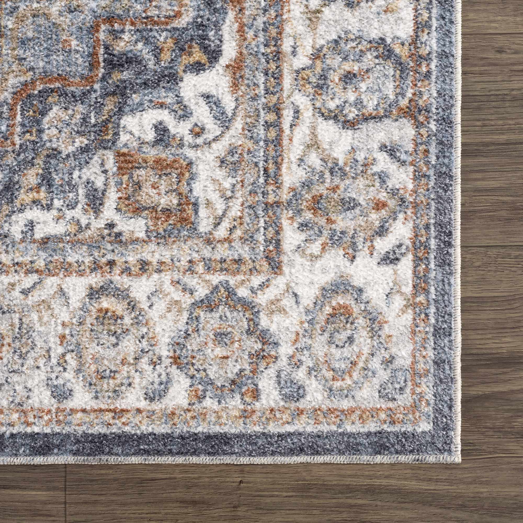 Aurum Blue & Beige Washable Area Rug by Hauteloom