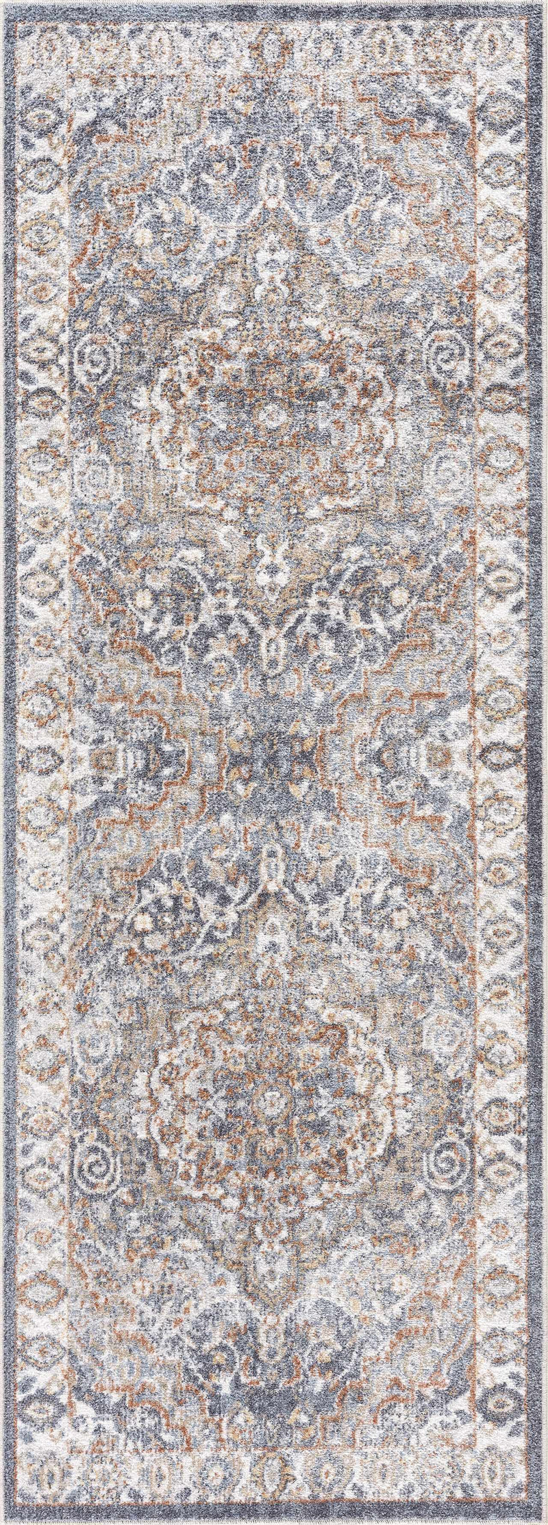 Aurum Blue & Beige Washable Area Rug by Hauteloom