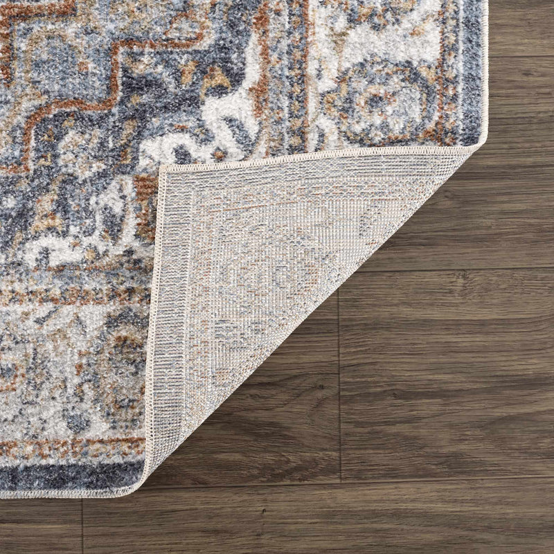 Aurum Blue & Beige Washable Area Rug by Hauteloom