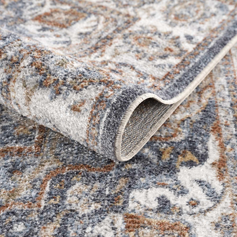 Aurum Blue & Beige Washable Area Rug by Hauteloom