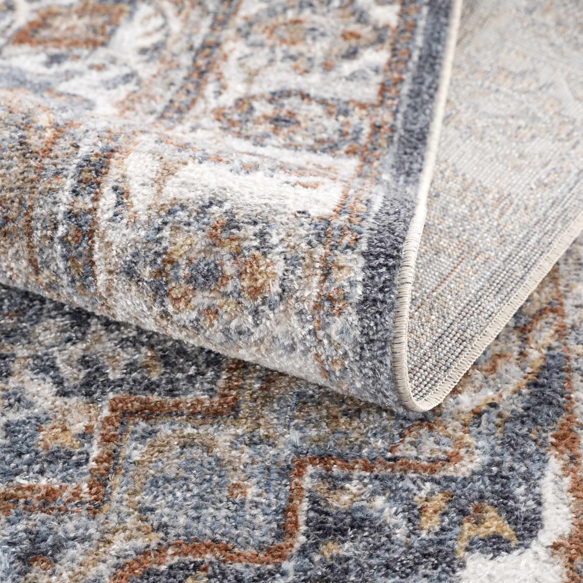 Aurum Blue & Beige Washable Area Rug by Hauteloom