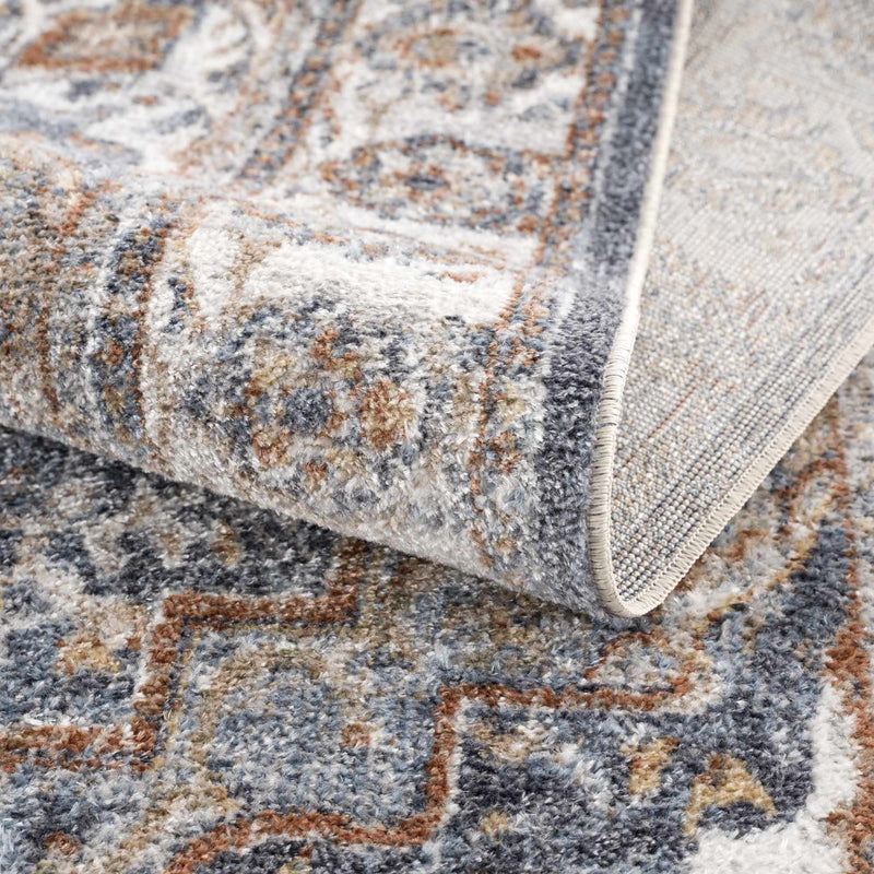Aurum Blue & Beige Washable Area Rug by Hauteloom