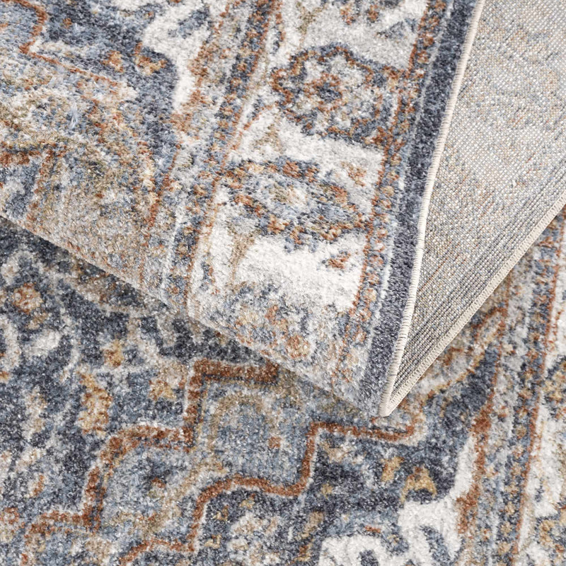 Aurum Blue & Beige Washable Area Rug by Hauteloom