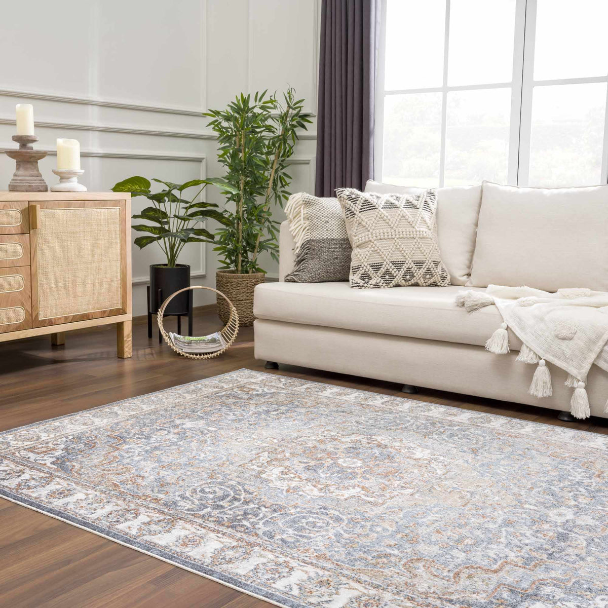 Aurum Blue & Beige Washable Area Rug - Clearance, installed in a room 5
