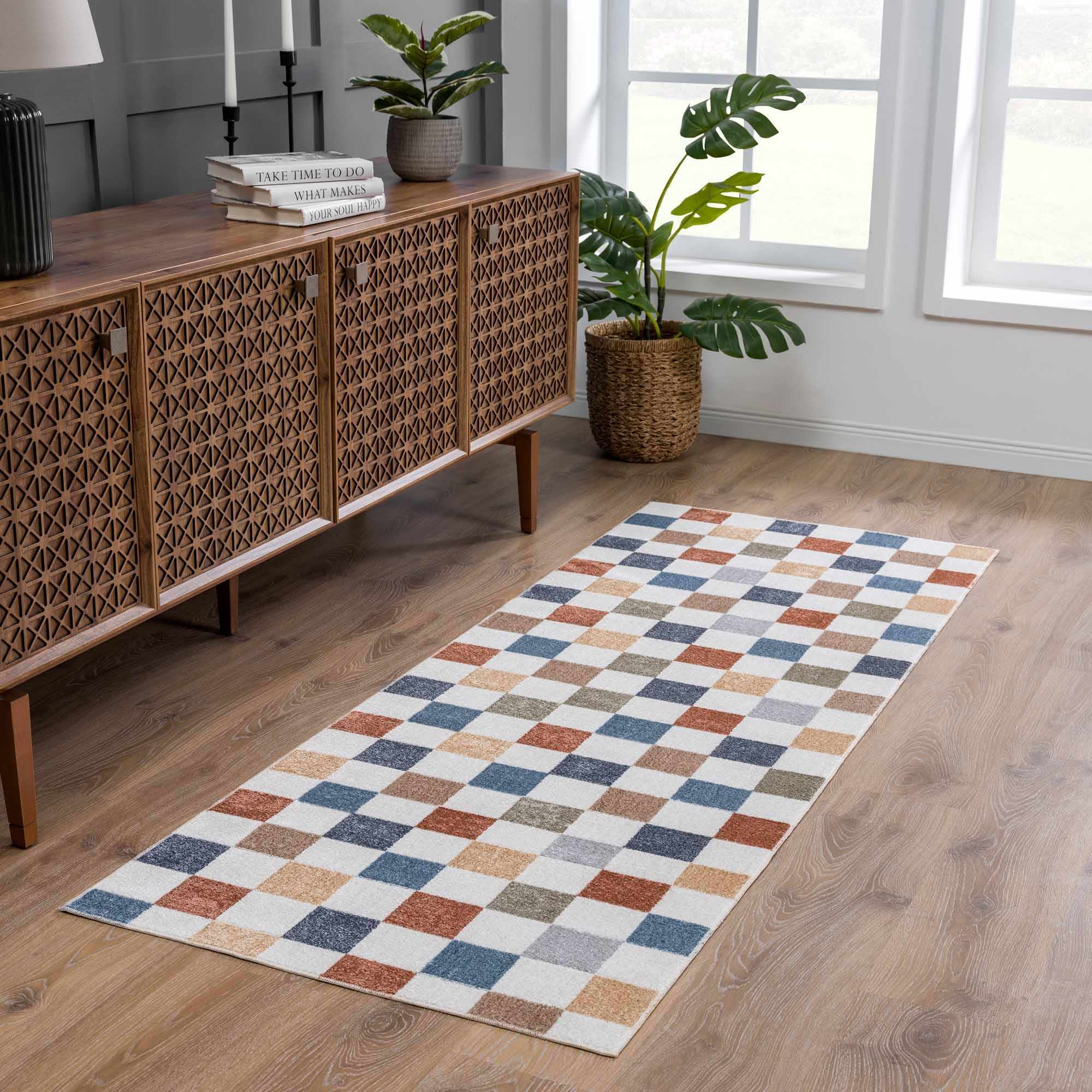 Alie Colorful Checkered Washable Rug by Boutique Rugs