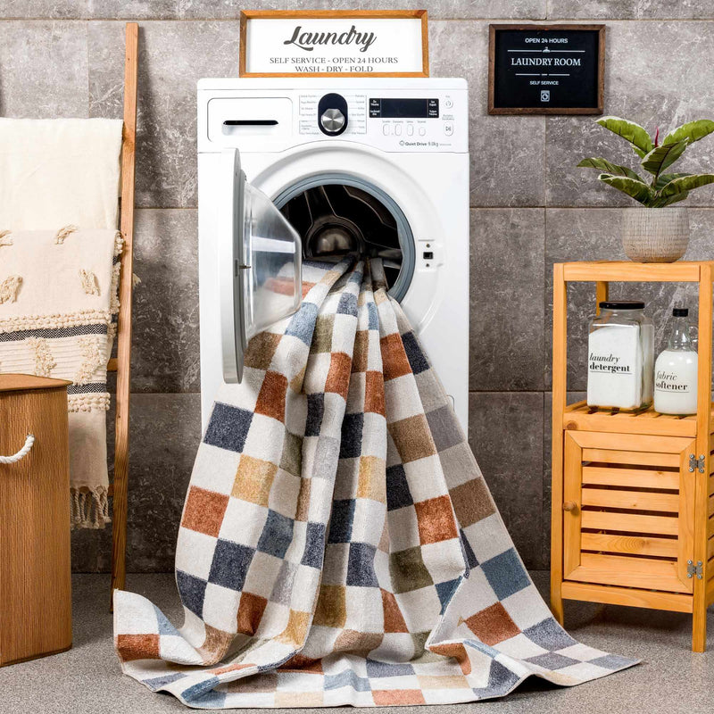 Alie Colorful Checkered Washable Rug by Hauteloom