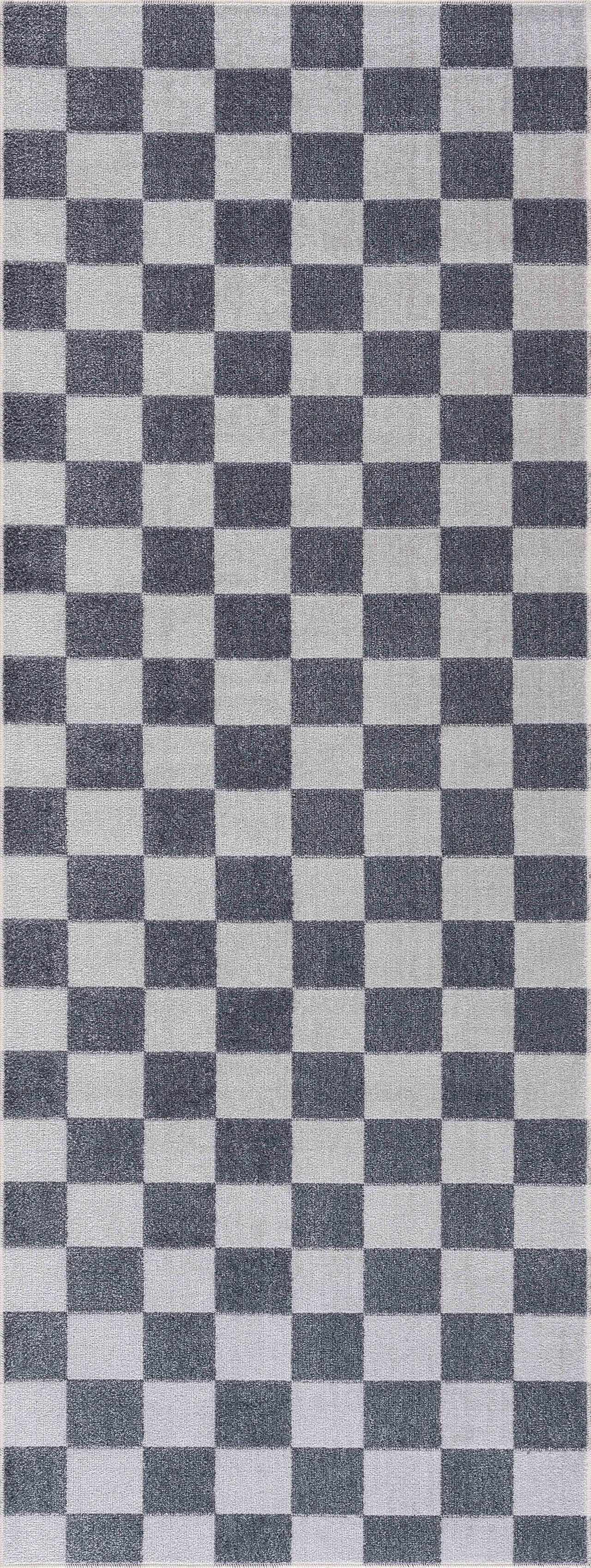Alie Gray Checkered Washable Area Rug by Hauteloom