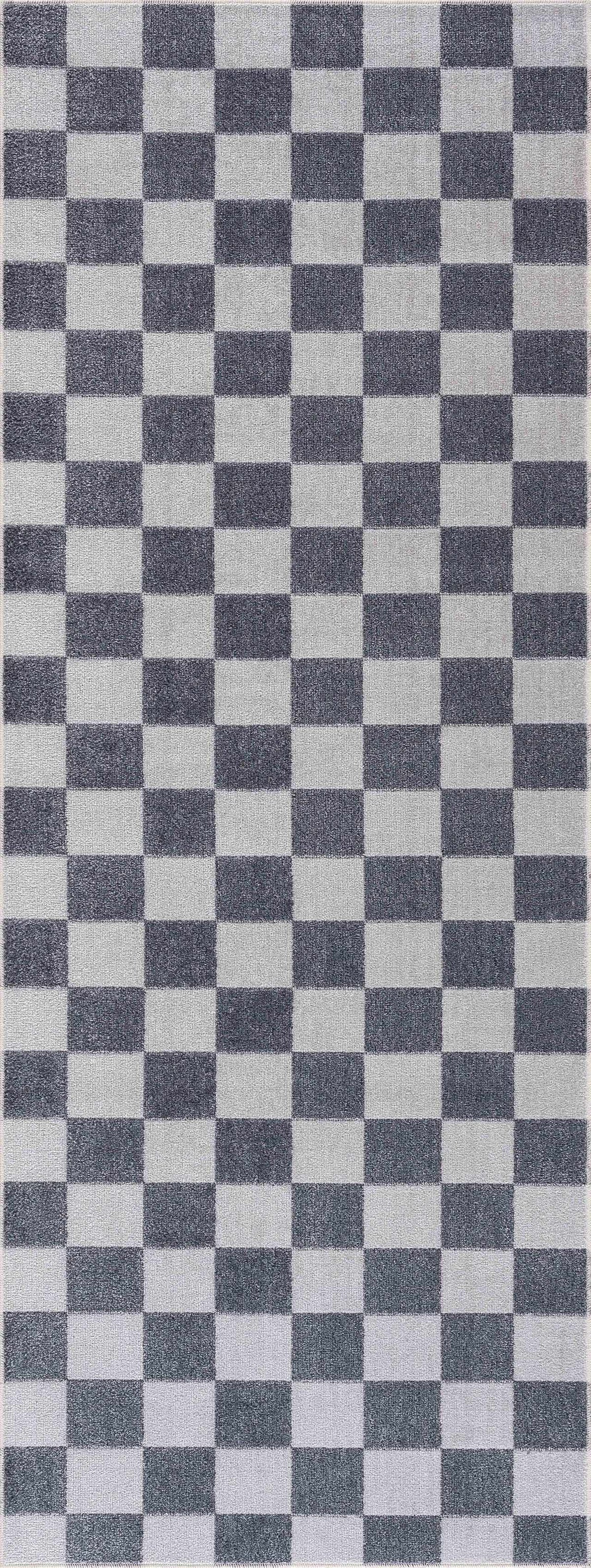 Alie Gray Checkered Washable Area Rug, photo 5 of 21