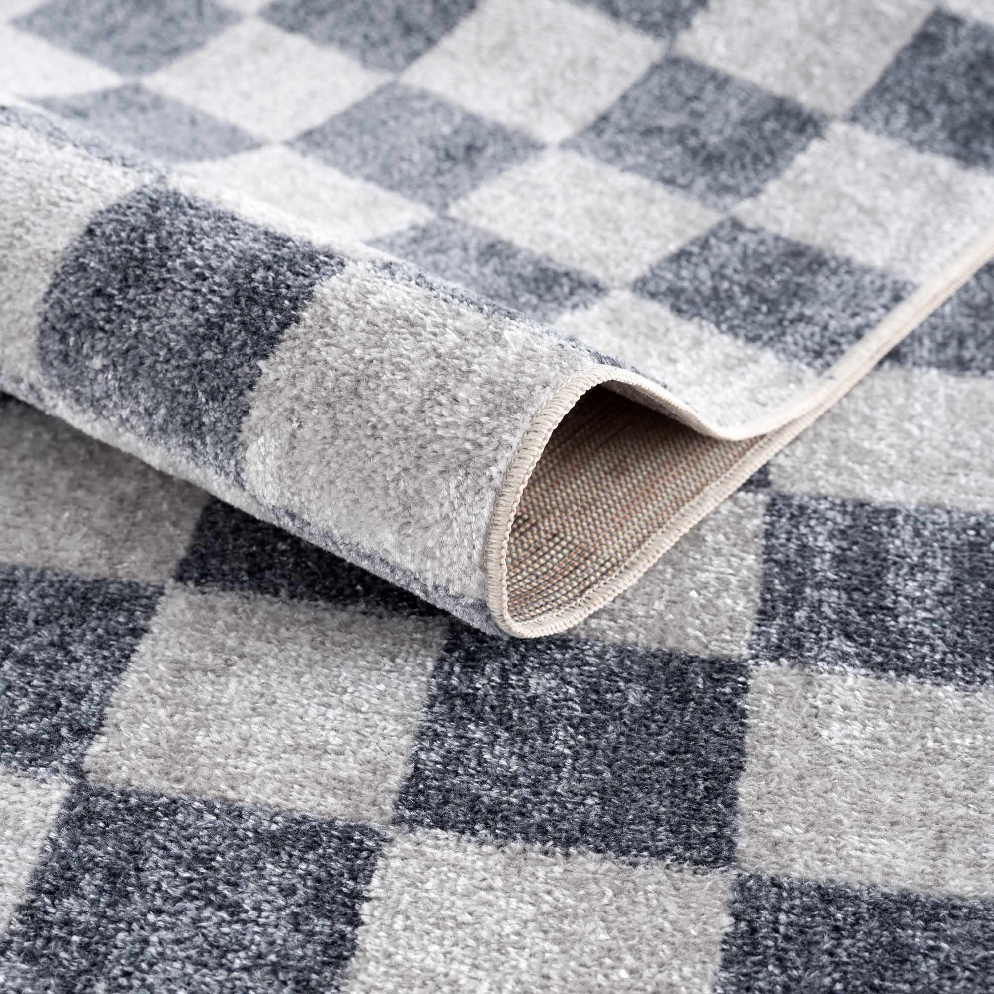 Alie Gray Checkered Washable Area Rug by Hauteloom