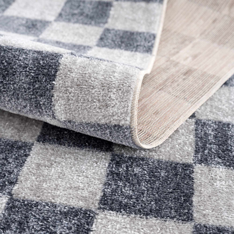 Alie Gray Checkered Washable Area Rug by Hauteloom