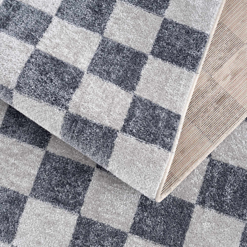 Alie Gray Checkered Washable Area Rug by Hauteloom