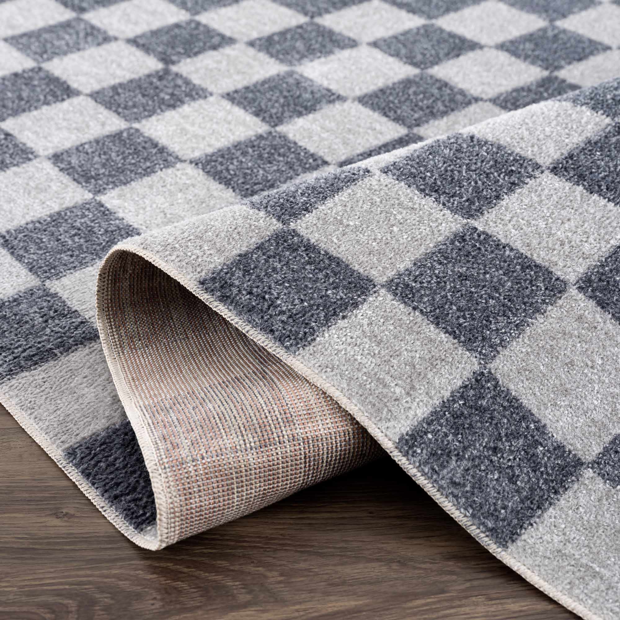 Alie Gray Checkered Washable Area Rug by Hauteloom