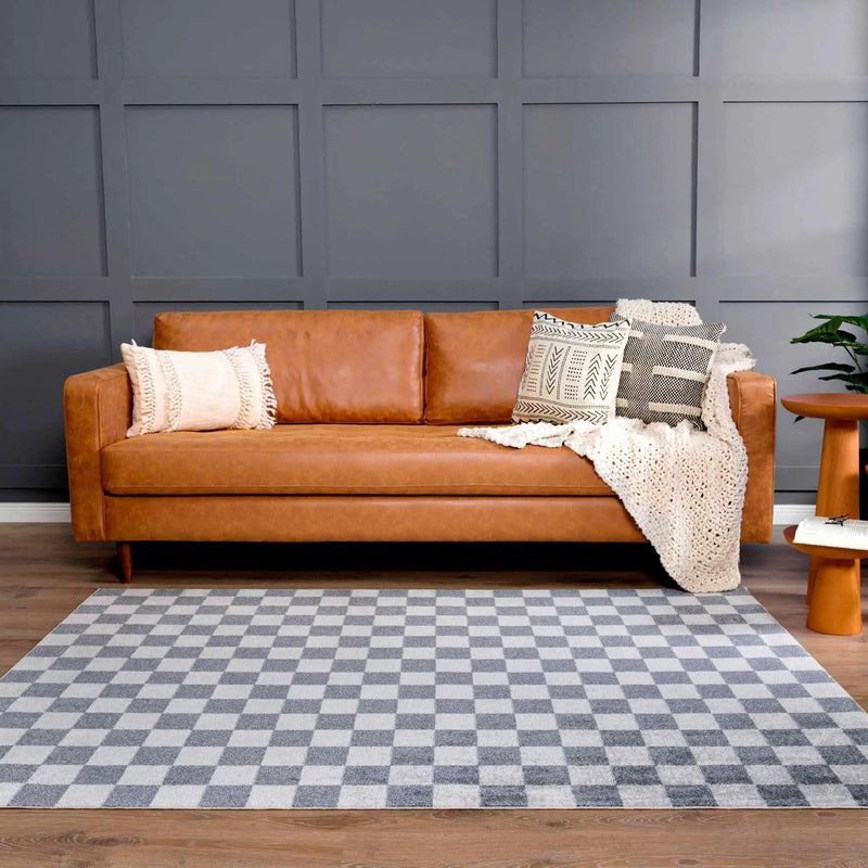 Alie Gray Checkered Washable Area Rug by Hauteloom