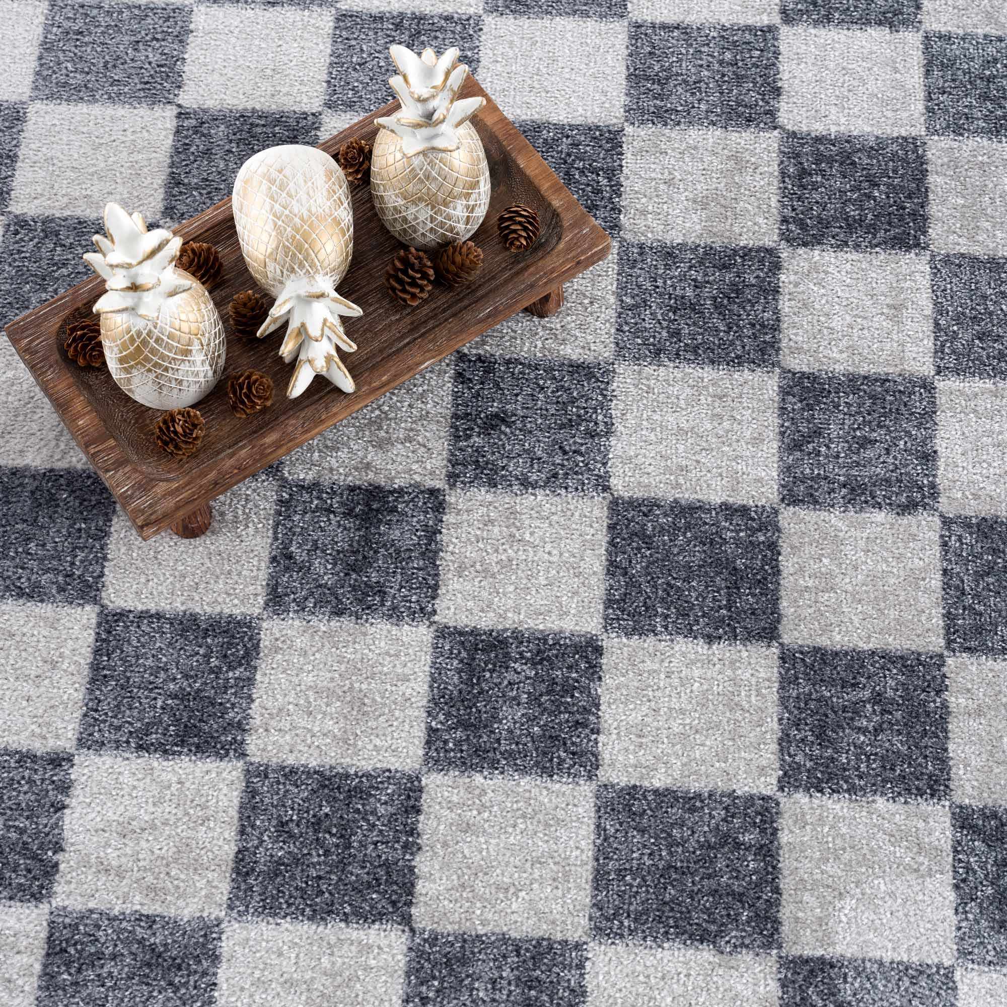 Alie Gray Checkered Washable Area Rug by Hauteloom