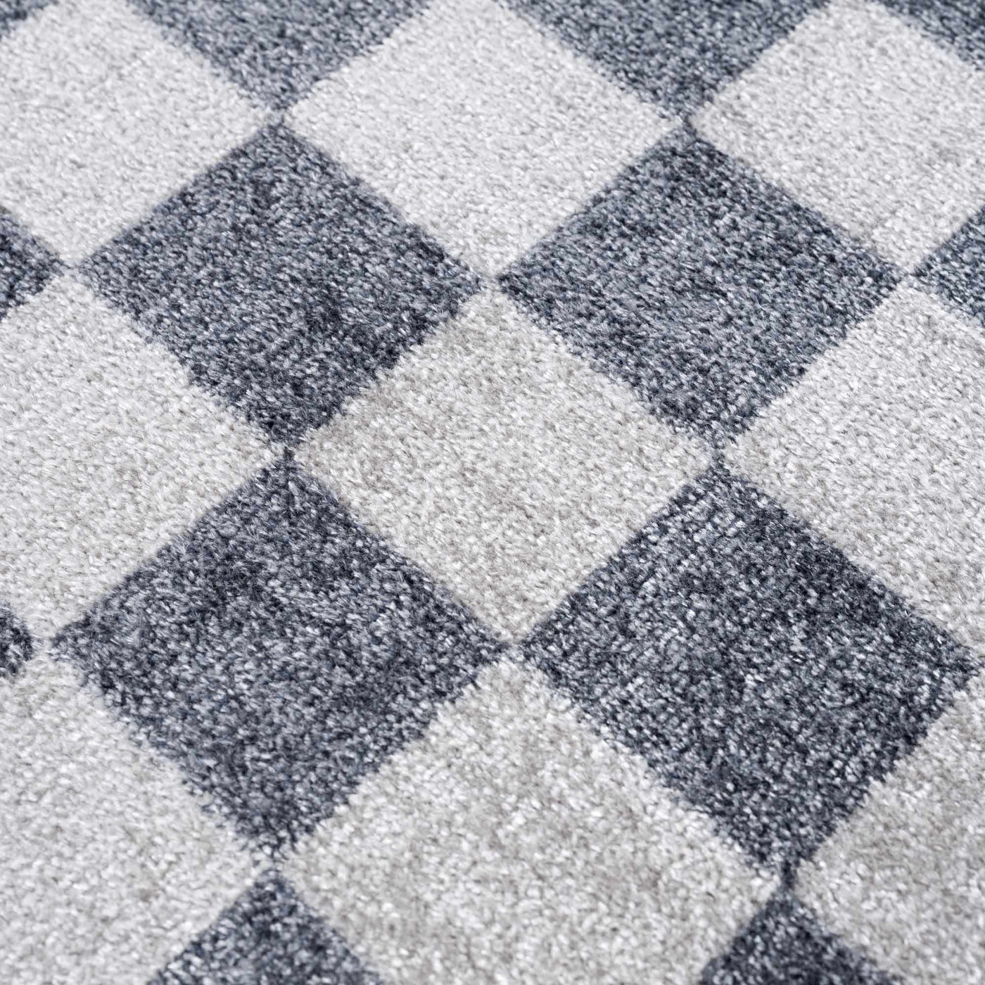Alie Blue Gray Checkered Washable Rug by Boutique Rugs