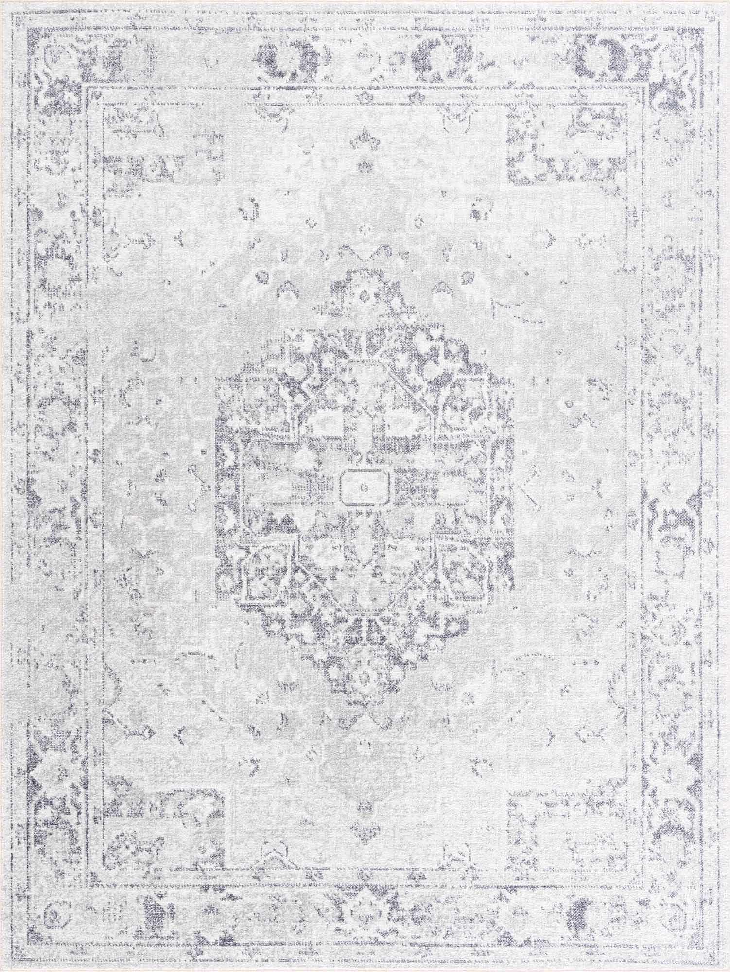 Akram Cream & Antrasit Washable Area Rug by Hauteloom