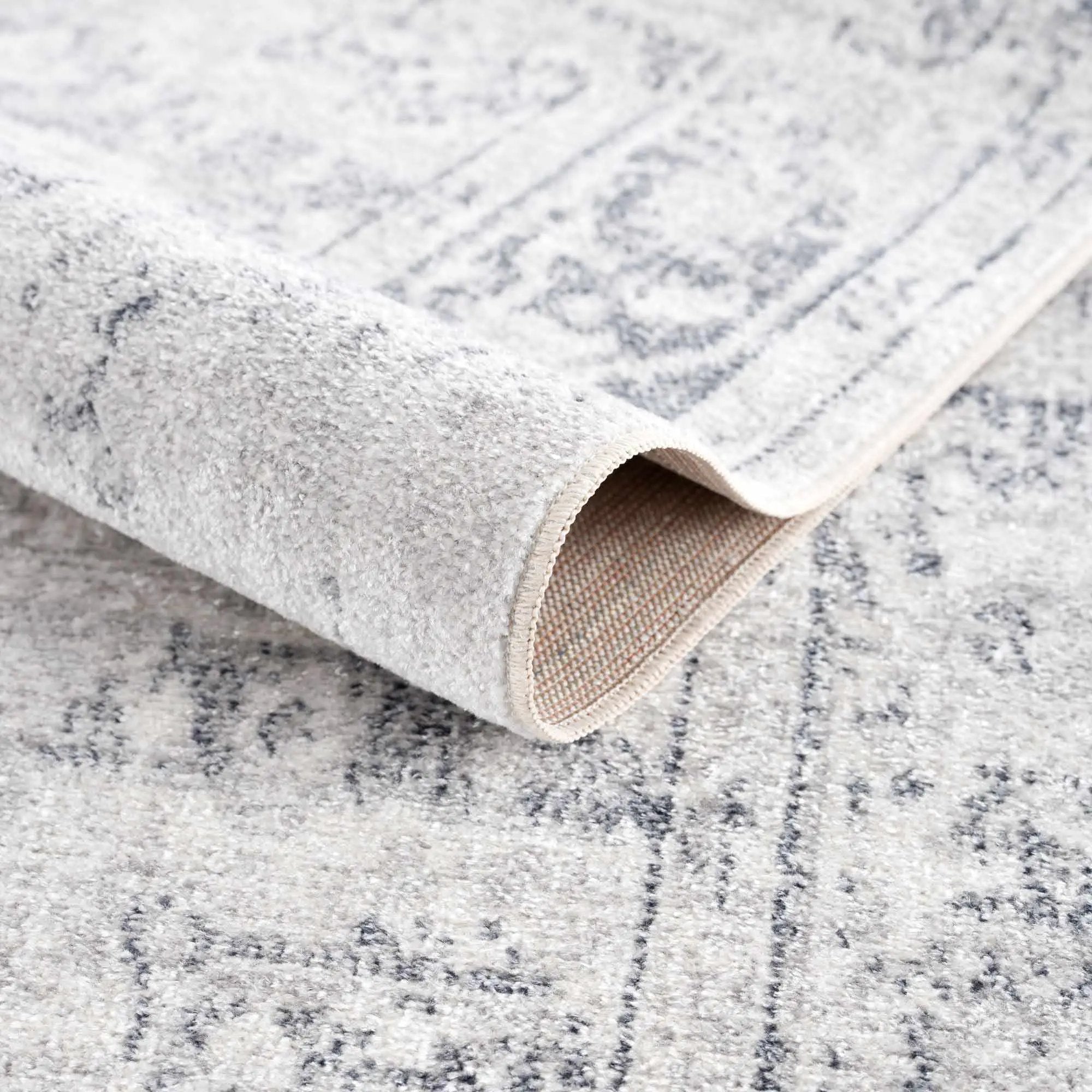 Akram Cream & Antrasit Washable Area Rug by Hauteloom