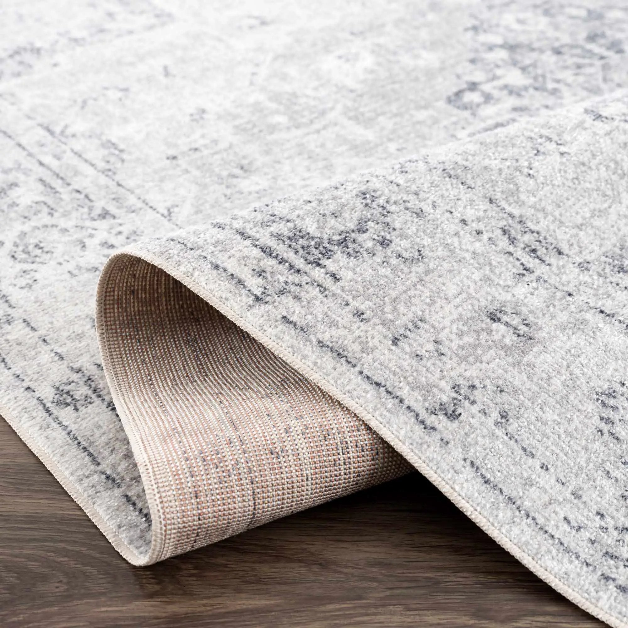Akram Cream & Antrasit Washable Area Rug by Hauteloom