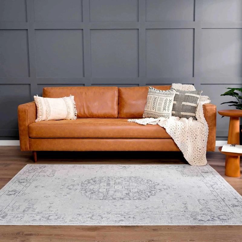 Akram Cream & Antrasit Washable Area Rug by Hauteloom