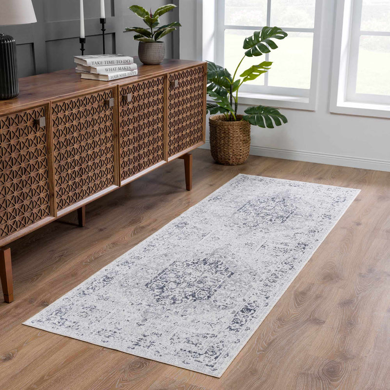 Akram Cream & Antrasit Washable Area Rug by Hauteloom