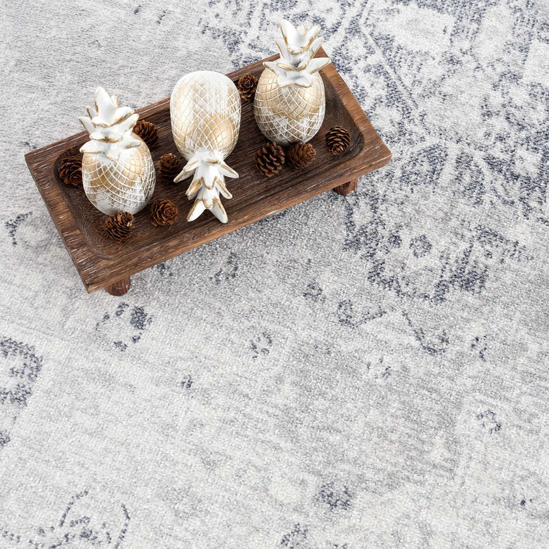 Akram Cream & Antrasit Washable Area Rug by Hauteloom