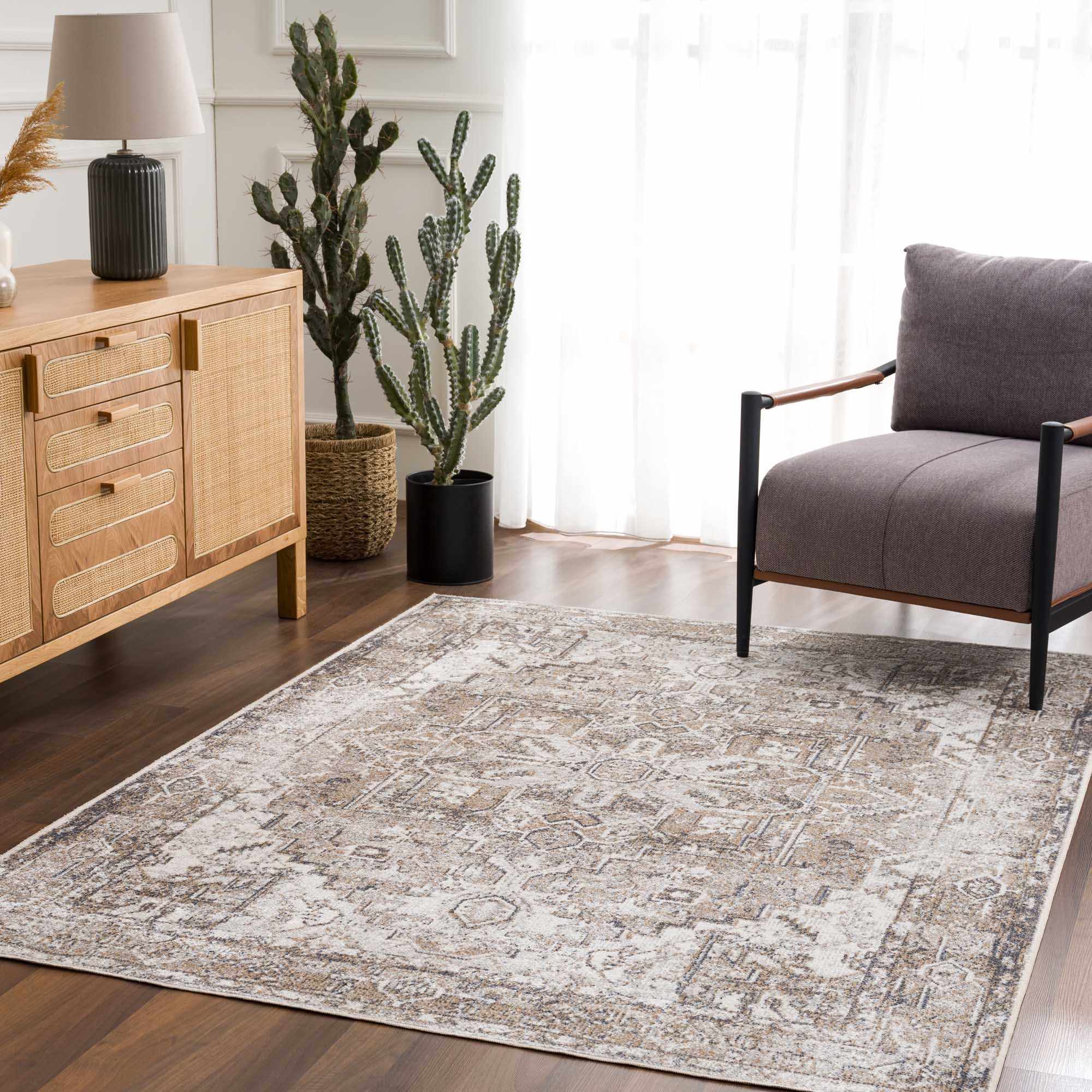 Blue Brown Hera Washable area rug by Hauteloom