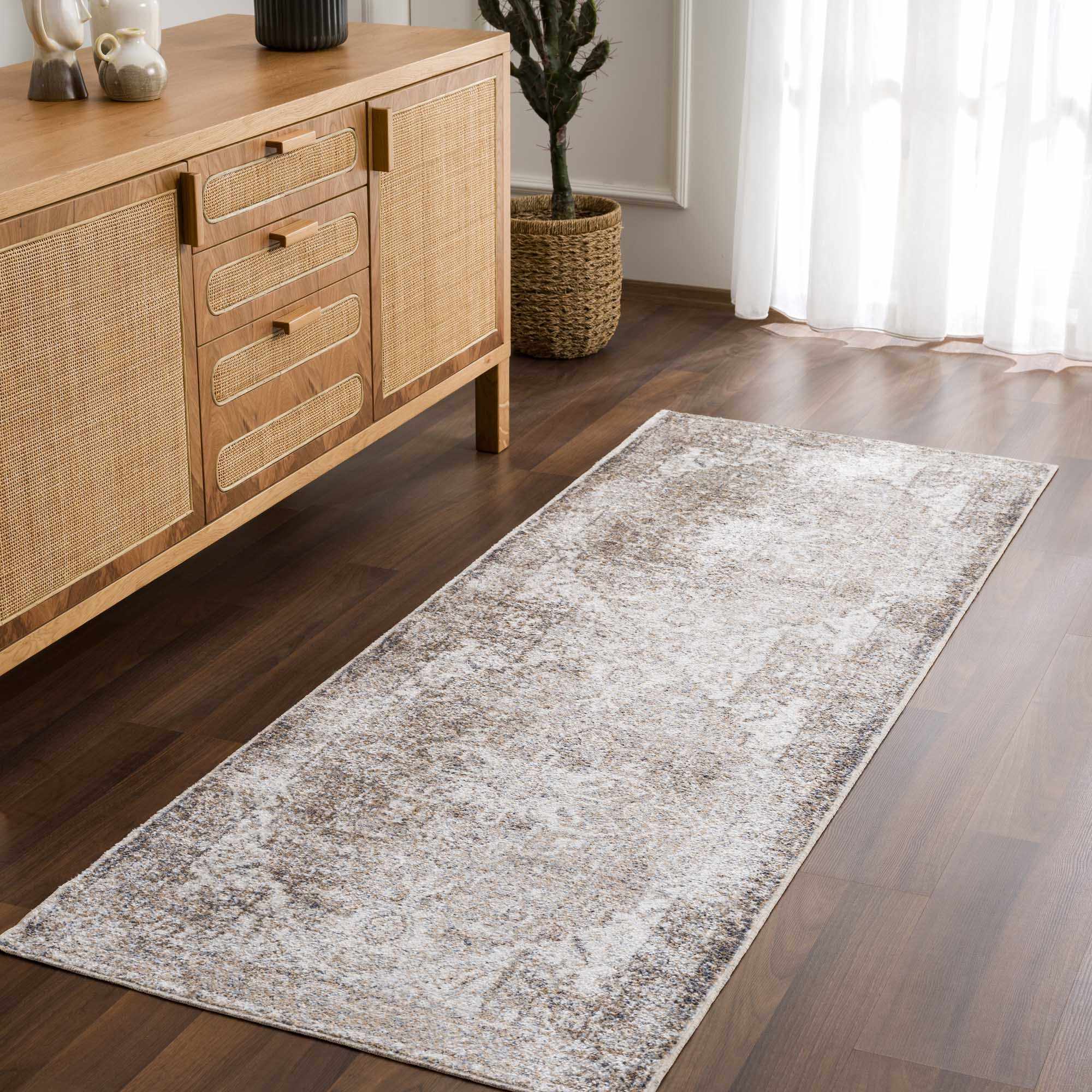 Blue Brown Hera Washable area rug by Hauteloom