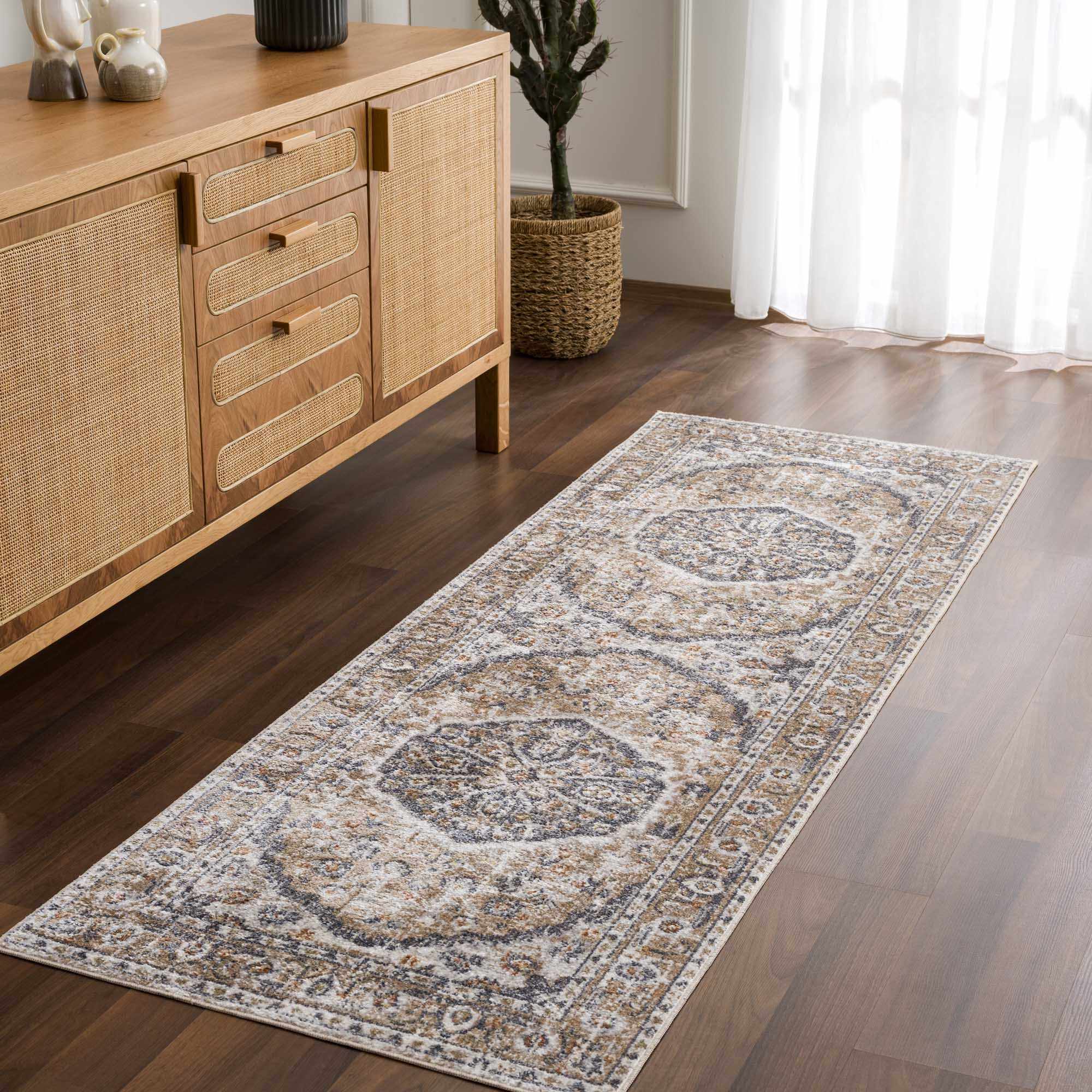Beige Hiti Washable area rug by Hauteloom