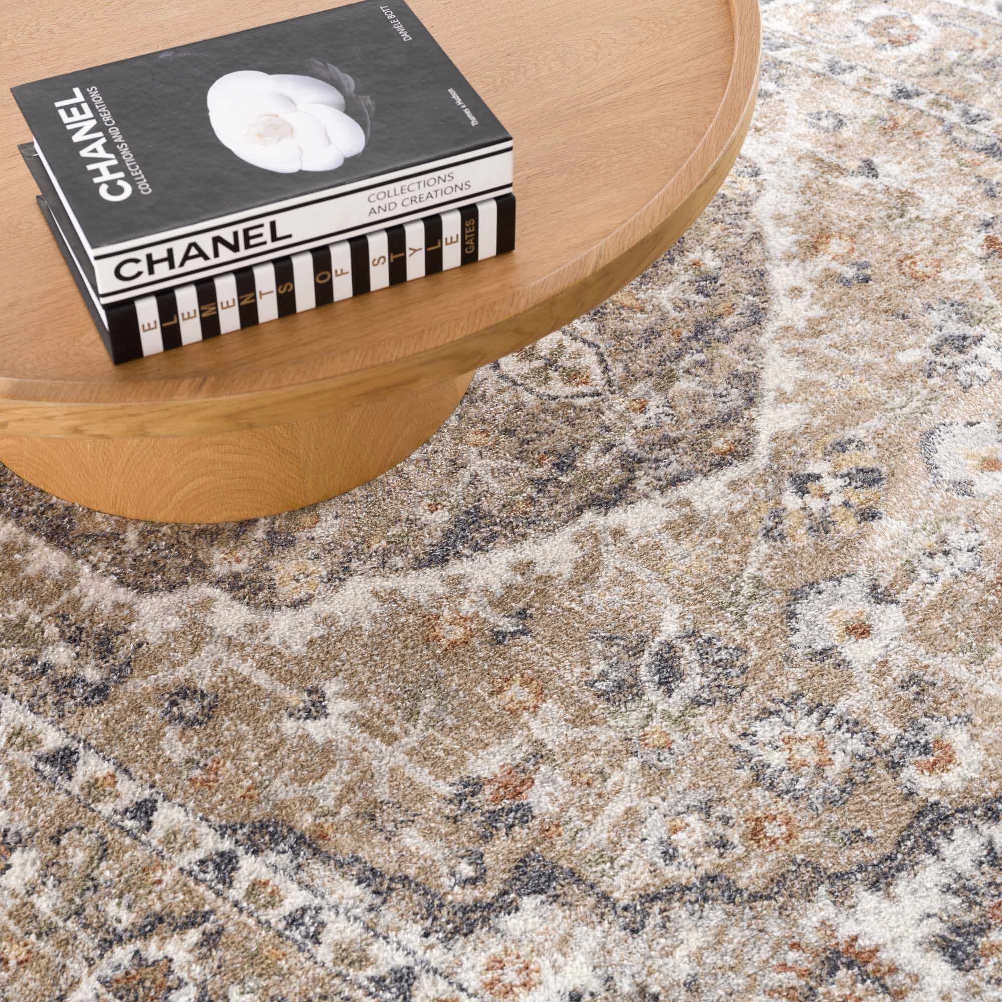 Beige Hiti Washable area rug by Hauteloom