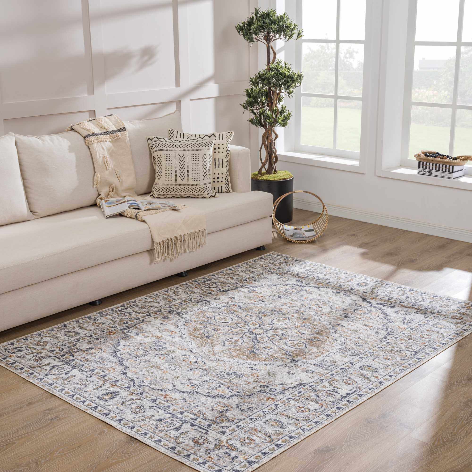Cream Hiti Washable area rug by Hauteloom