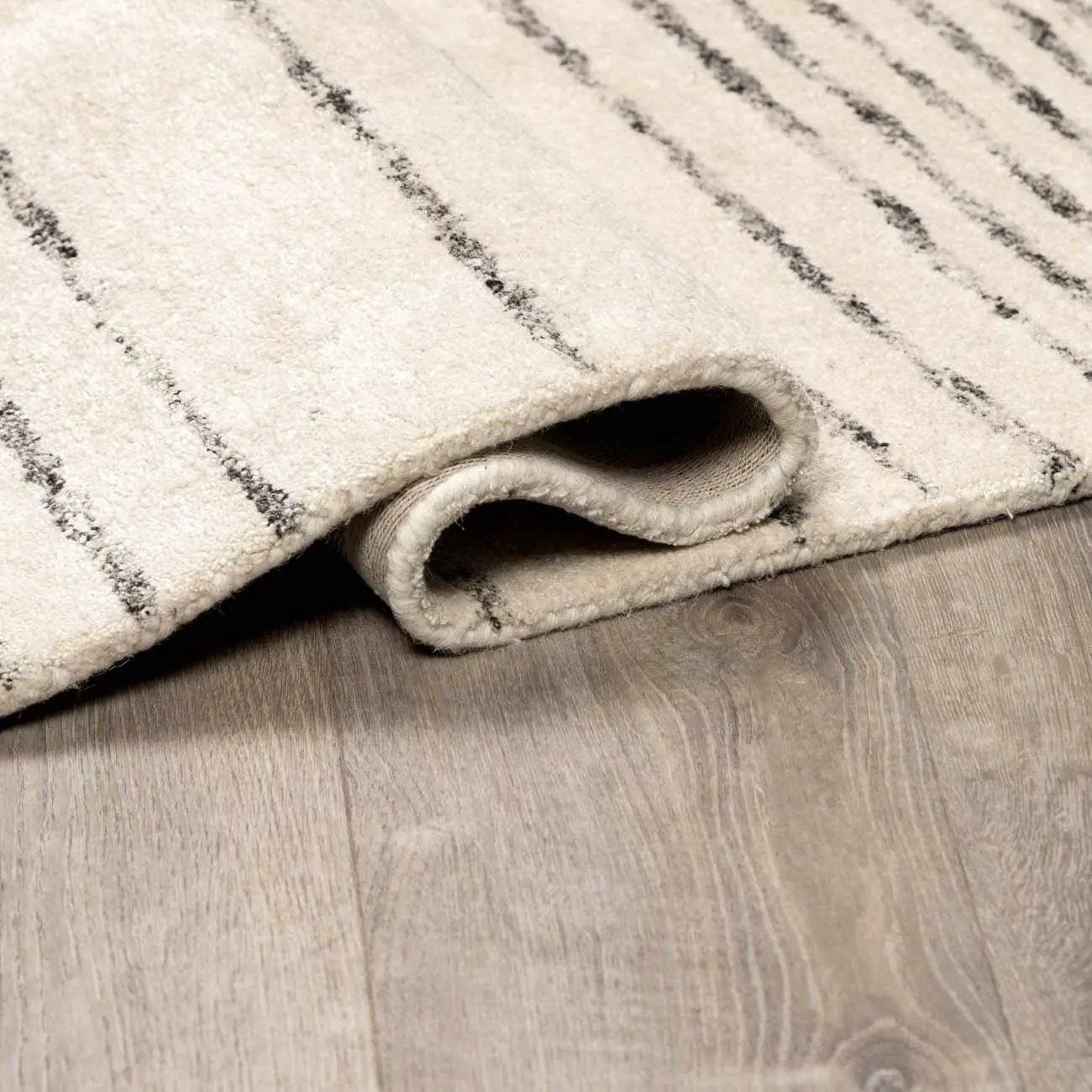 Ellisburg Striped Cream Faux Silk Rug - Clearance by Boutique Rugs