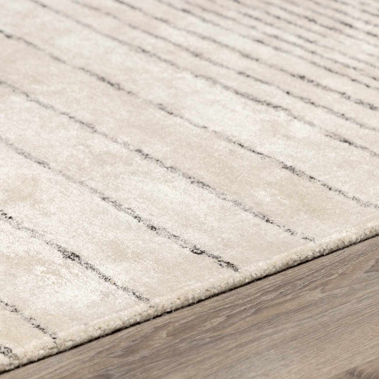 Ellisburg Striped Cream Faux Silk Rug - Clearance by Boutique Rugs