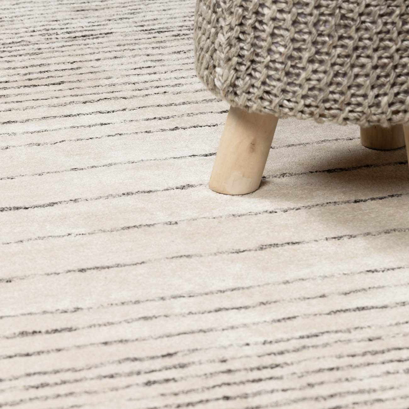 Ellisburg Striped Cream Faux Silk Rug - Clearance by Boutique Rugs