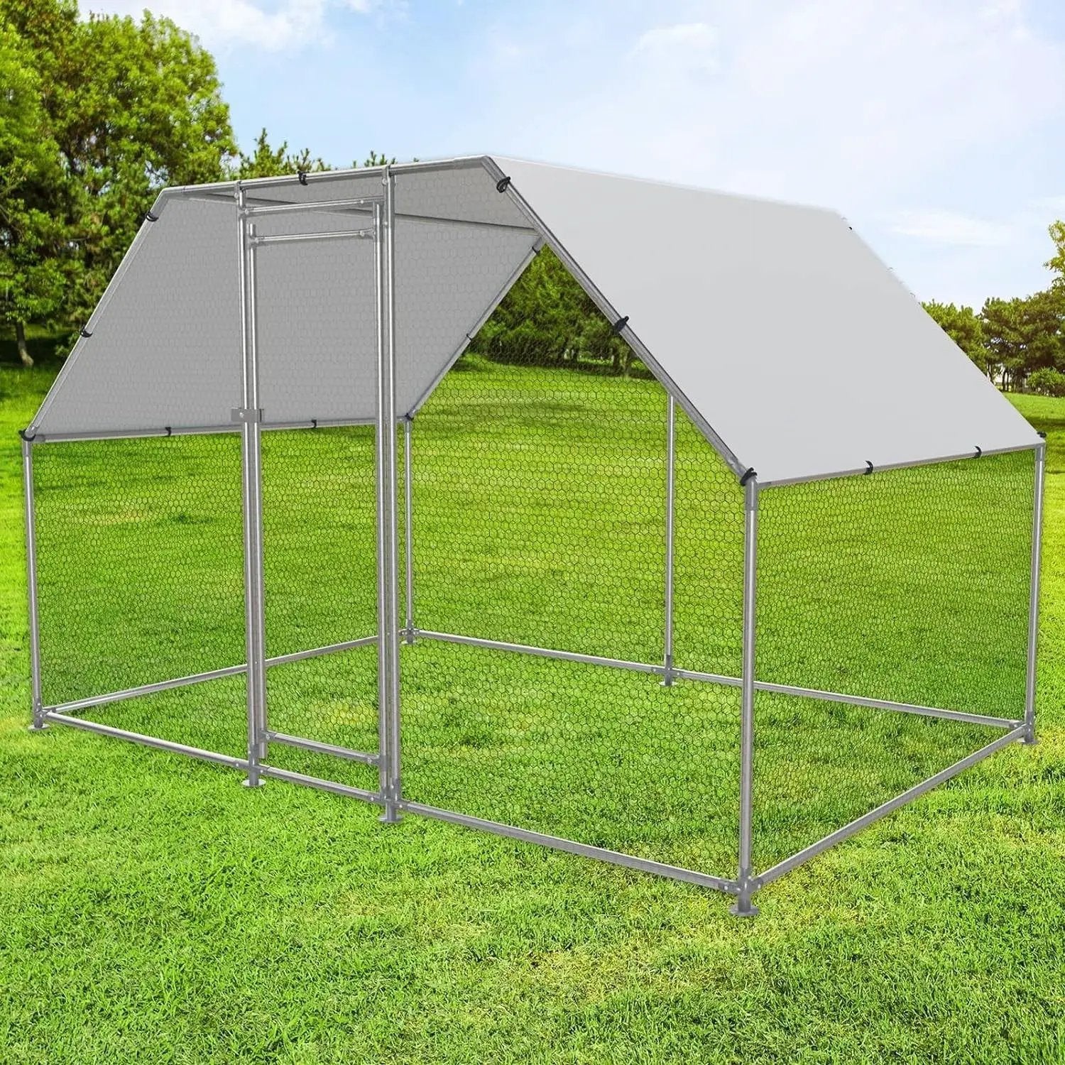 10-Ft x 6.5-Ft Outdoor Walk-in Metal Chicken Coop with Water-Resistant Cover by HomePacific