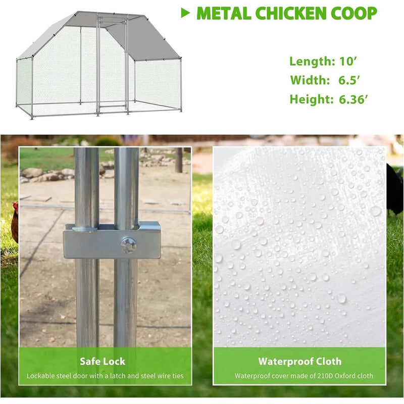 10-Ft x 6.5-Ft Outdoor Walk-in Metal Chicken Coop with Water-Resistant Cover by HomePacific