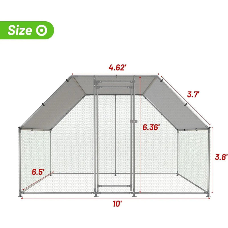 10-Ft x 6.5-Ft Outdoor Walk-in Metal Chicken Coop with Water-Resistant Cover by HomePacific